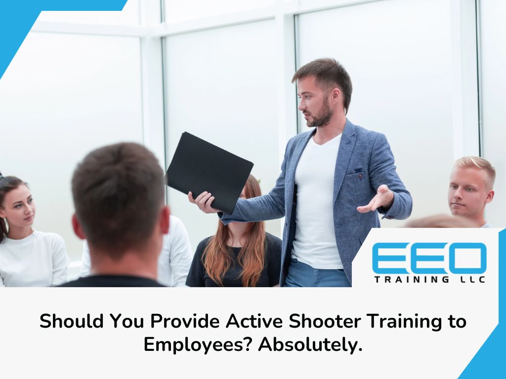 An expert providing active shooter training to employees